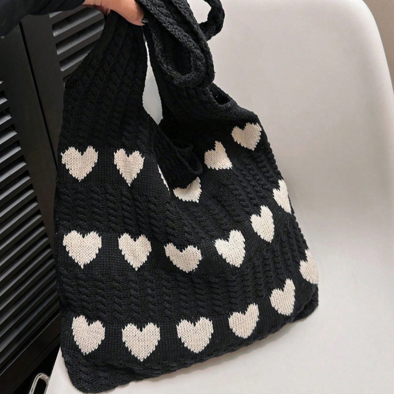 Dopamin Pletena Vuna Nova Ljubavna Torba za Rame Ležerna Torba Velikog Kapaciteta Torba za Kupovanje