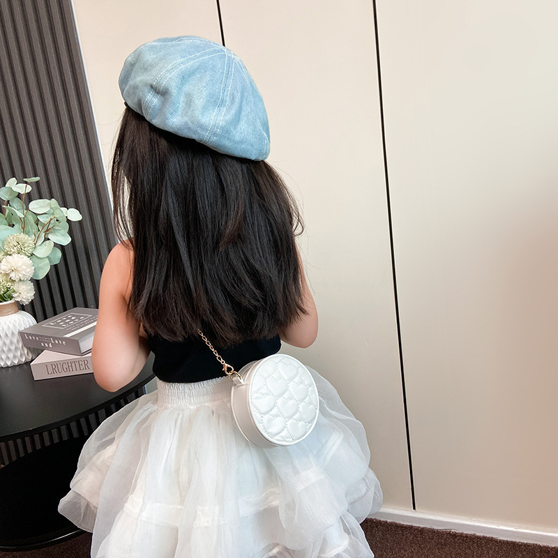 Jauna izšūšanas diegu mīlestība Princess Street šaušanas aksesuāru soma rietumu stila salda ķēdītes konfekšu krāsā bērnu plecu apaļa soma krusteniskai pārnēsāšanai