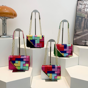 Prekogranična nova lančana torba za žene, modna ljetna 2024., kontrastna torba preko ramena, popularna mala četvrtasta torba ove godine