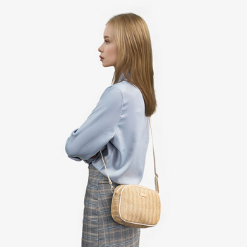 Klassikaline väike ruudukujuline pastoraalse stiiliga kootud naiste õlakott, lihtne moodne värvisobiv õlakott mobiiltelefonile, terve juuste põlvkond