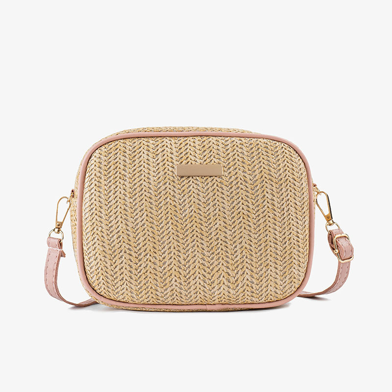 Klassikaline väike ruudukujuline pastoraalse stiiliga kootud naiste õlakott, lihtne moodne värvisobiv õlakott mobiiltelefonile, terve juuste põlvkond