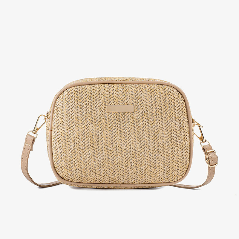 Klassikaline väike ruudukujuline pastoraalse stiiliga kootud naiste õlakott, lihtne moodne värvisobiv õlakott mobiiltelefonile, terve juuste põlvkond