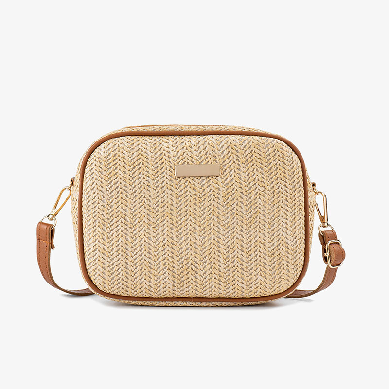 Klassikaline väike ruudukujuline pastoraalse stiiliga kootud naiste õlakott, lihtne moodne värvisobiv õlakott mobiiltelefonile, terve juuste põlvkond