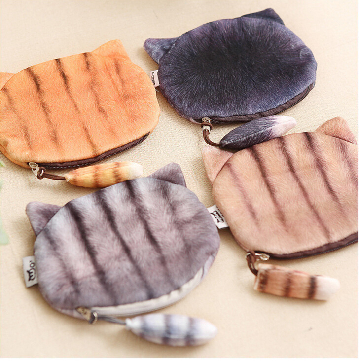 Nauja tarpvalstybinė monetų piniginė katės piniginė animacinių filmukų avataras mados mielas trimatis katės monetų piniginė