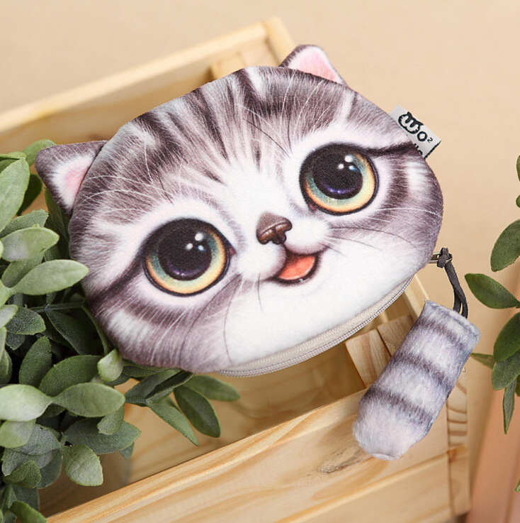 Nauja tarpvalstybinė monetų piniginė katės piniginė animacinių filmukų avataras mados mielas trimatis katės monetų piniginė