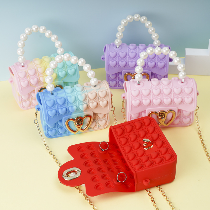 Vaikiška rankinė per petį su burbuliniu perlu, „Rodent Killer Pioneer“ silikoninė rankinė per petį su želė