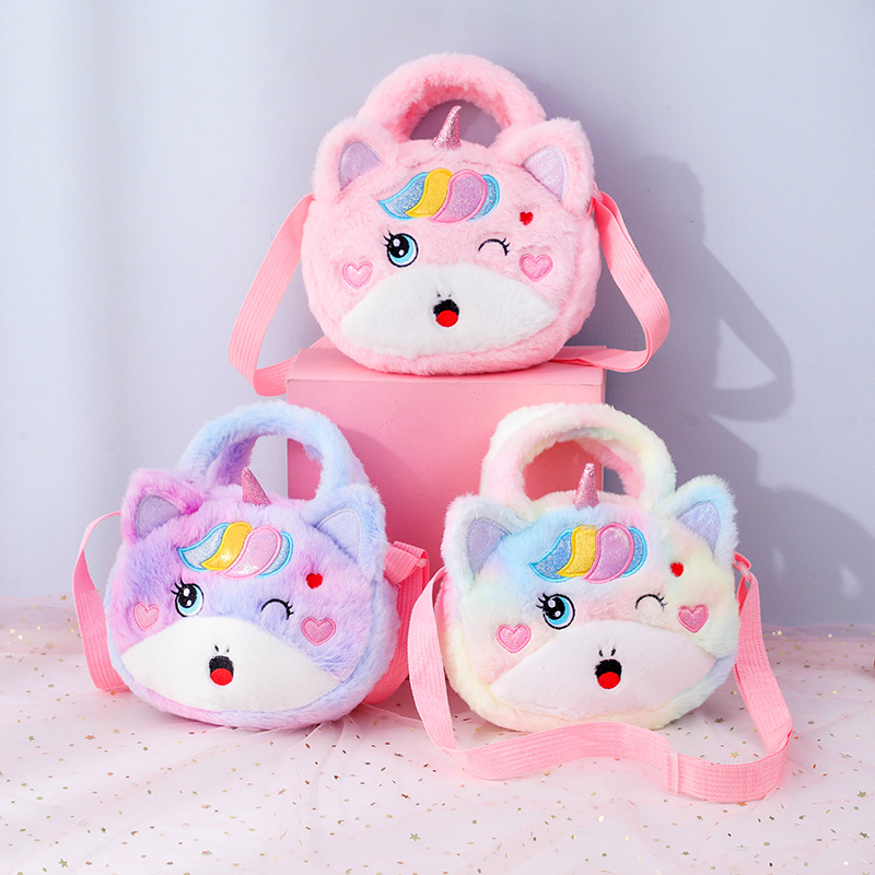 Femeii geantă de pluș unicorn Crossbody bag drăguț moda umăr geantă cosmetice telefon mobil depozitare geantă monede portofel