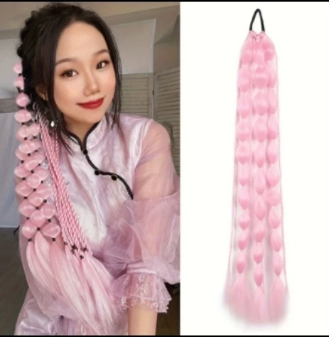 laos interneti kuulsuste artefakti laterna mull-keerdunud palmik moodne naiste tänavapildistamisstiil pikk käsitsi palmikuga hobusesaba parukas