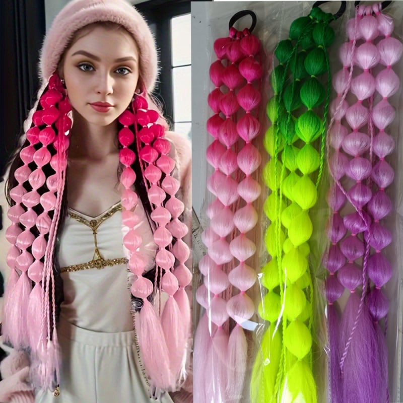 Perucă lungă cu coadă de cal, împletită, stil Street Shooting, pentru femei, în stoc, Internet Celebrity Artifact Lantern Bubble Twisted Braid