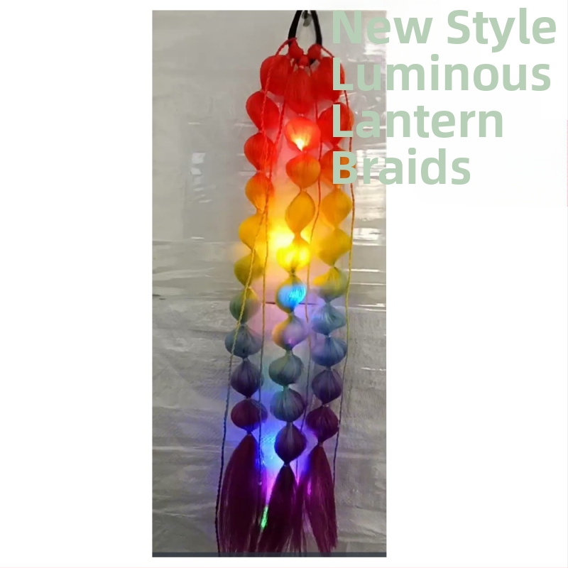 laos interneti kuulsuste artefakti laterna mull-keerdunud palmik moodne naiste tänavapildistamisstiil pikk käsitsi palmikuga hobusesaba parukas