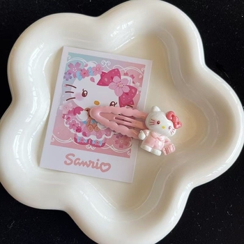 Mielas rožinis pliušinis hellokitty ančiuko segtukas su japoniškos mergaitės KT katės animacinių filmukų plaukų aksesuarais, šoniniais segtukais