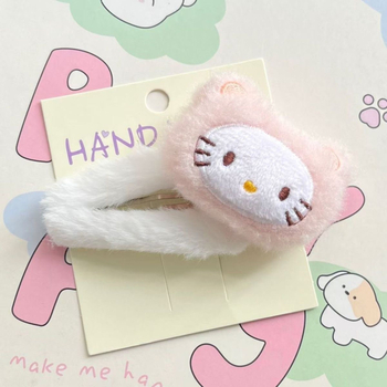 Mielas rožinis pliušinis hellokitty ančiuko segtukas su japoniškos mergaitės KT katės animacinių filmukų plaukų aksesuarais, šoniniais segtukais