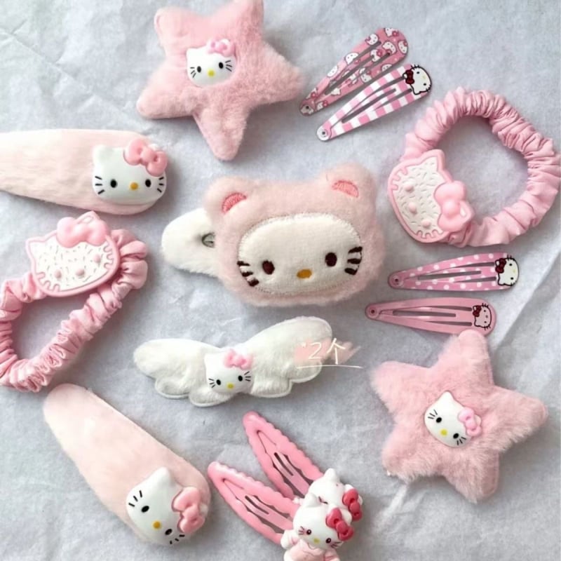 Drăguț roz de pluș HelloKitty Duckbill Clip combinație japoneză fată KT pisică desene animate accesorii de păr agrafă laterală