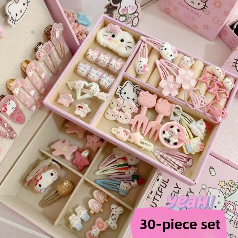 Mielas rožinis pliušinis hellokitty ančiuko segtukas su japoniškos mergaitės KT katės animacinių filmukų plaukų aksesuarais, šoniniais segtukais