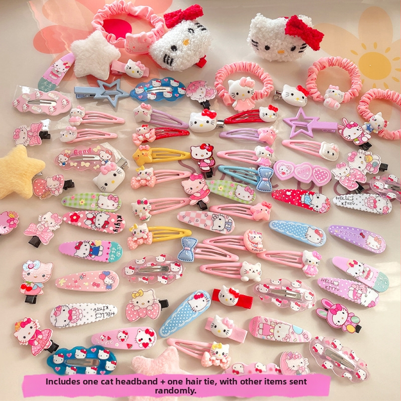 Mielas rožinis pliušinis hellokitty ančiuko segtukas su japoniškos mergaitės KT katės animacinių filmukų plaukų aksesuarais, šoniniais segtukais