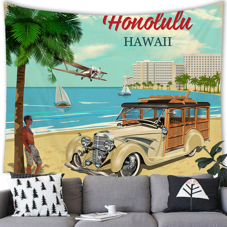 Tarpvalstybinis amerikietiško retro stiliaus „American City“ persikų odos gobeleno sienų pakabinimo gamyklos tiekimas pagal figūrėlę G192