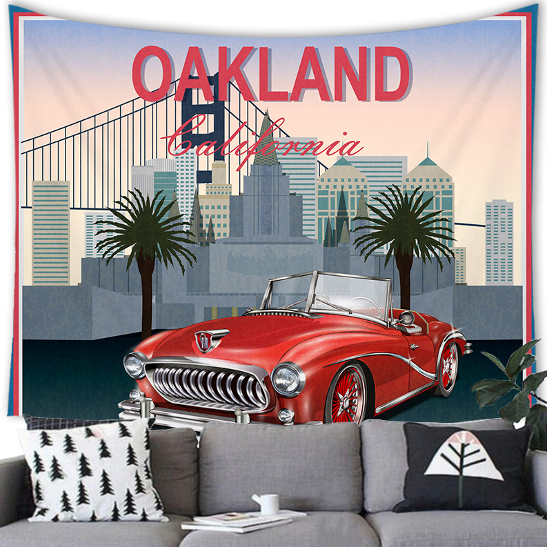 Tarpvalstybinis amerikietiško retro stiliaus „American City“ persikų odos gobeleno sienų pakabinimo gamyklos tiekimas pagal figūrėlę G192