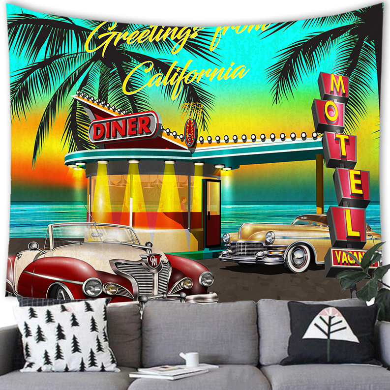 Tarpvalstybinis amerikietiško retro stiliaus „American City“ persikų odos gobeleno sienų pakabinimo gamyklos tiekimas pagal figūrėlę G192