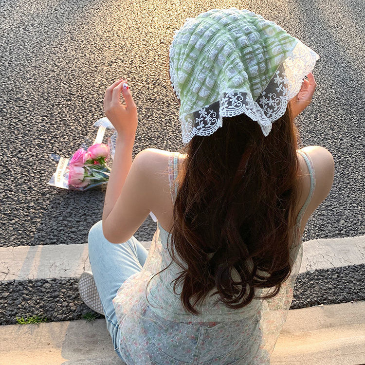 Prantsuse stiilis pitsist kolmnurkne sall naistele suvine uus armas magusa tüdruku pastoraalse stiili kleit dekoratiivne pearätt juuksepael