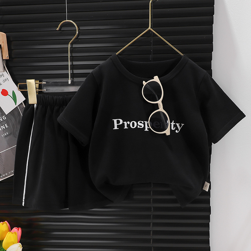 2024 Új Gyermek Rövid Ujjú Öltöny Csíkos Lány Fiú Póló Nyári Baba Ruhák Koreai Gyermekruházat