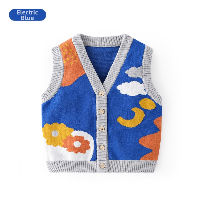 K-стил сладък детски жилет от чист памук, плетен жилет за бебета, категория есенно връхно облекло, детски жилетка