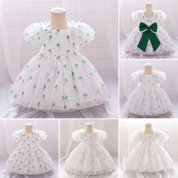 Φόρεμα πριγκίπισσας για κορίτσια, φόρεμα για πάρτι, φόρεμα με φλοράλ μανίκια, παιδικό φόρεμα σε στιλ δυτικού στιλ, φόρεμα με φιόγκο και φουσκωτά μανίκια για μικρά κορίτσια