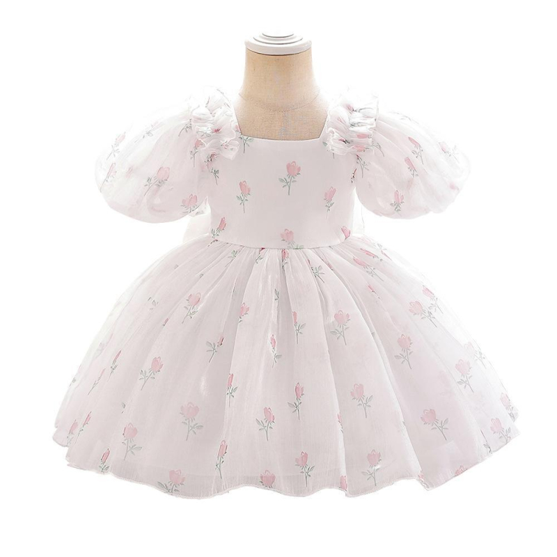 Djevojčica princezina haljina za zabavu Haljina za nastupe u zapadnjačkom stilu Dječja cvjetna haljina Haljina za djevojčice s mašnom i napuhanim rukavima