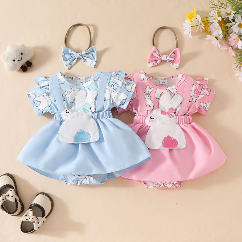 Rochie de Paște cu mânecă scurtă, curea falsă, triunghiulară, khayi, din păr de iepure, pentru bebeluși, 0-1 an, Europa și Statele Unite, 2025