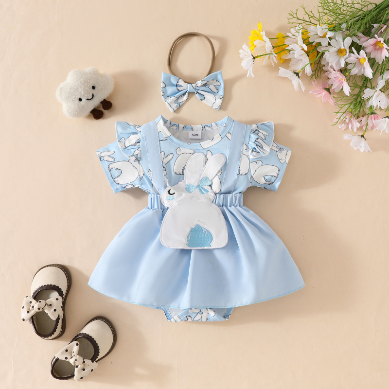 Rochie de Paște cu mânecă scurtă, curea falsă, triunghiulară, khayi, din păr de iepure, pentru bebeluși, 0-1 an, Europa și Statele Unite, 2025