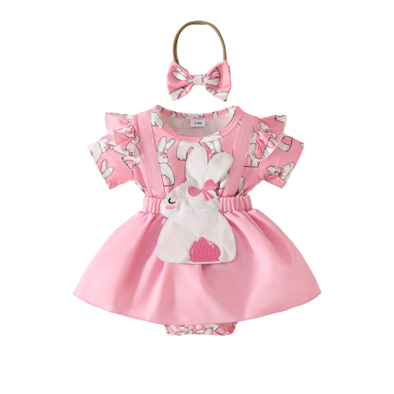 Rochie de Paște cu mânecă scurtă, curea falsă, triunghiulară, khayi, din păr de iepure, pentru bebeluși, 0-1 an, Europa și Statele Unite, 2025