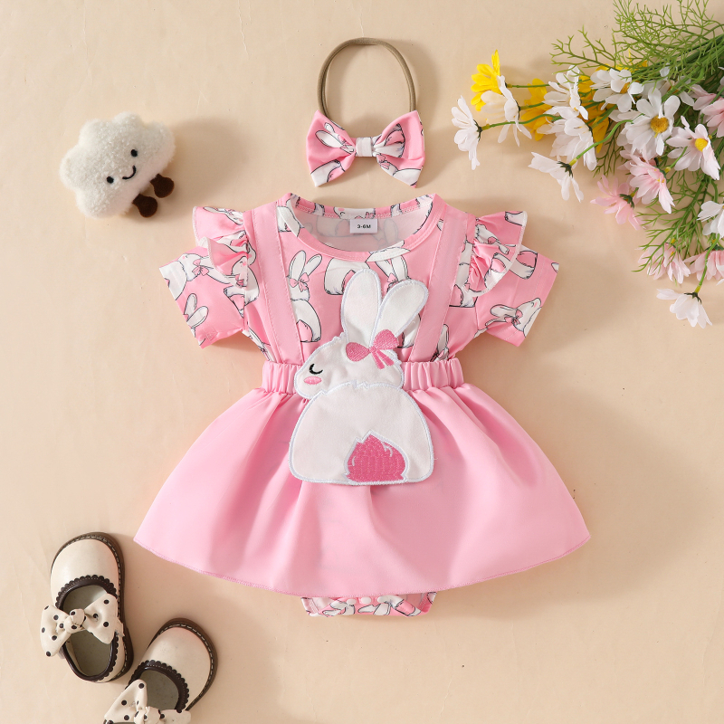 Rochie de Paște cu mânecă scurtă, curea falsă, triunghiulară, khayi, din păr de iepure, pentru bebeluși, 0-1 an, Europa și Statele Unite, 2025