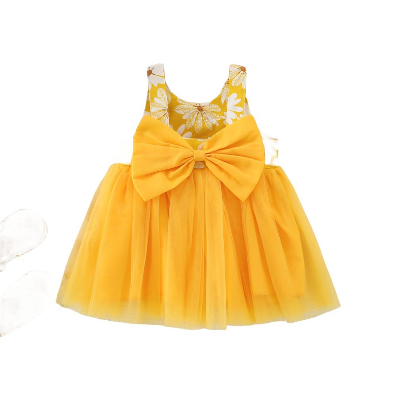 Ljetna nova djevojačka modna mrežasta suknja s tregerima u korejskom stilu, s velikom mašnom i krizantemama, haljina zapadne princeze u korejskom stilu