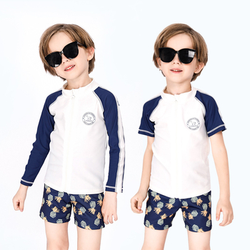 Laste ujumistrikoo Poiste lõhestatud pikkade varrukatega rannapäikesekaitsega kiiresti kuivav ujumistrikoo Poiste ujumispükste komplekt Ujumistrikood