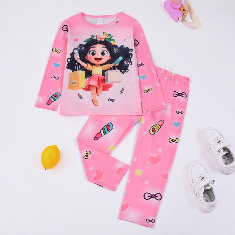 [Leegiaeglustav] Poiste ja tüdrukute pikkade varrukatega püksid Koduriided Laste pidžaamaülikond Digitaalne roheline fluorestseeruv dinosauruse auto piiriülesed töötajad