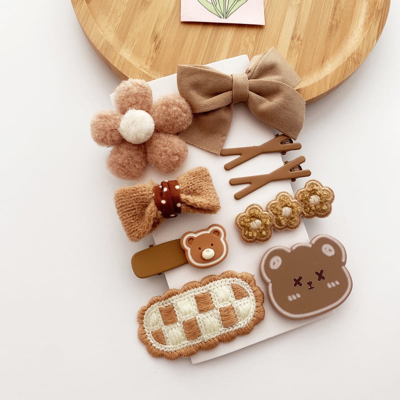 10 korėjietiško stiliaus universalių pieno arbatos spalvos rudens ir žiemos pliušinių gėlių mielų plaukų segtukų su kavos spalvos kaspinėliais mergaitiškam įvaizdžiui