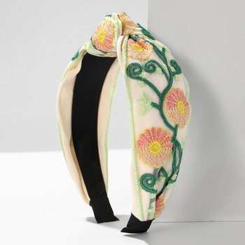 2024 m. Naujas atvykimas, visų rungtynių etninio stiliaus siuvinėta gėlių plaukų juosta, nėrinių galvos juosta, aukšta kaukolės atmosfera, plaukų aksesuarai, galvos apdangalai