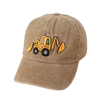 Prekogranična veleprodaja dječjih kapa sa šiljkom, jednostavna bejzbolska kapa za dječake, sunčani šešir crtani bager za pranje