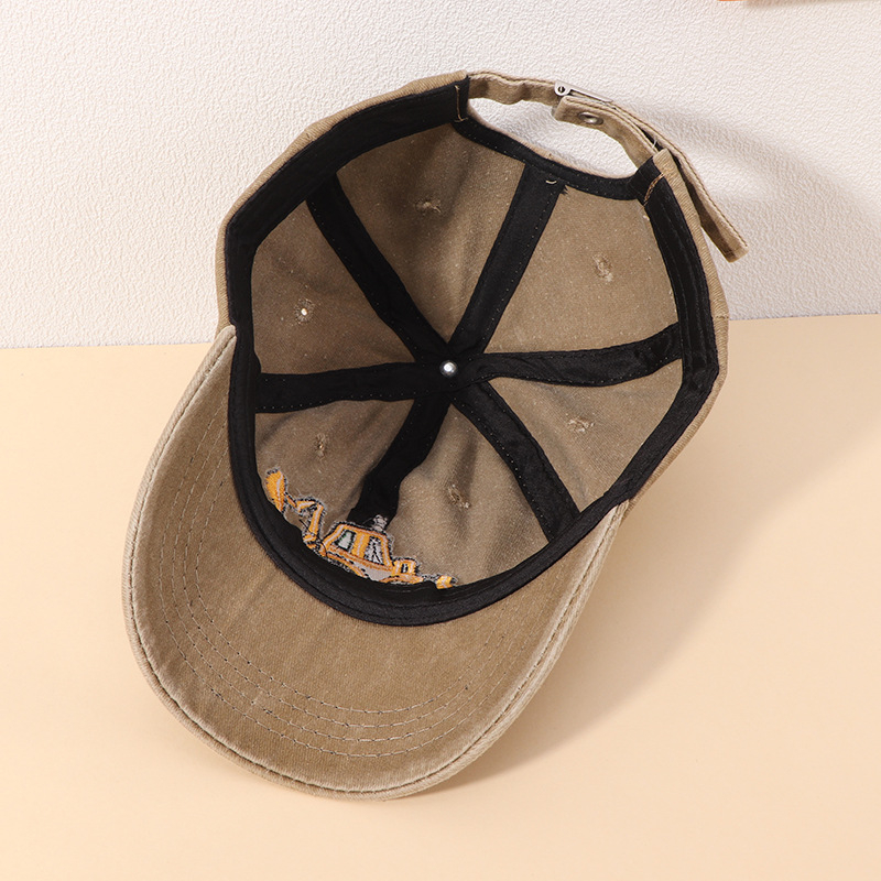 Prekogranična veleprodaja dječjih kapa sa šiljkom, jednostavna bejzbolska kapa za dječake, sunčani šešir crtani bager za pranje