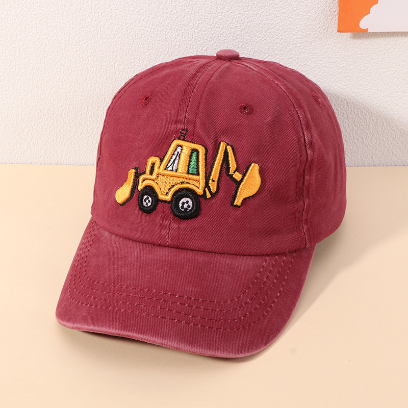 Prekogranična veleprodaja dječjih kapa sa šiljkom, jednostavna bejzbolska kapa za dječake, sunčani šešir crtani bager za pranje