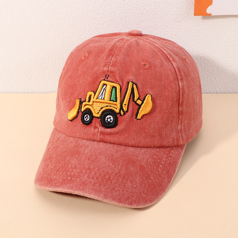 Prekogranična veleprodaja dječjih kapa sa šiljkom, jednostavna bejzbolska kapa za dječake, sunčani šešir crtani bager za pranje