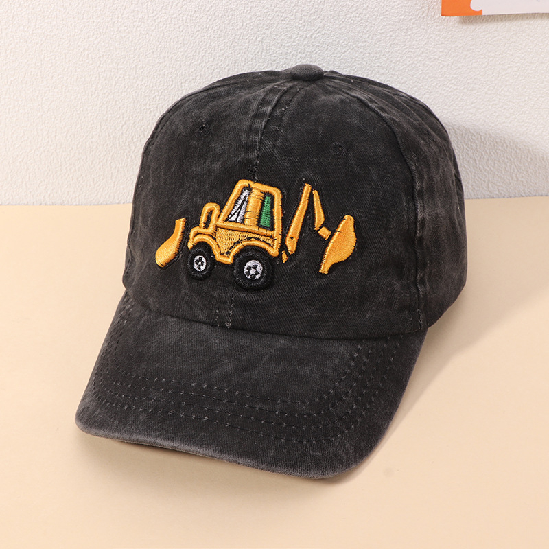 Prekogranična veleprodaja dječjih kapa sa šiljkom, jednostavna bejzbolska kapa za dječake, sunčani šešir crtani bager za pranje