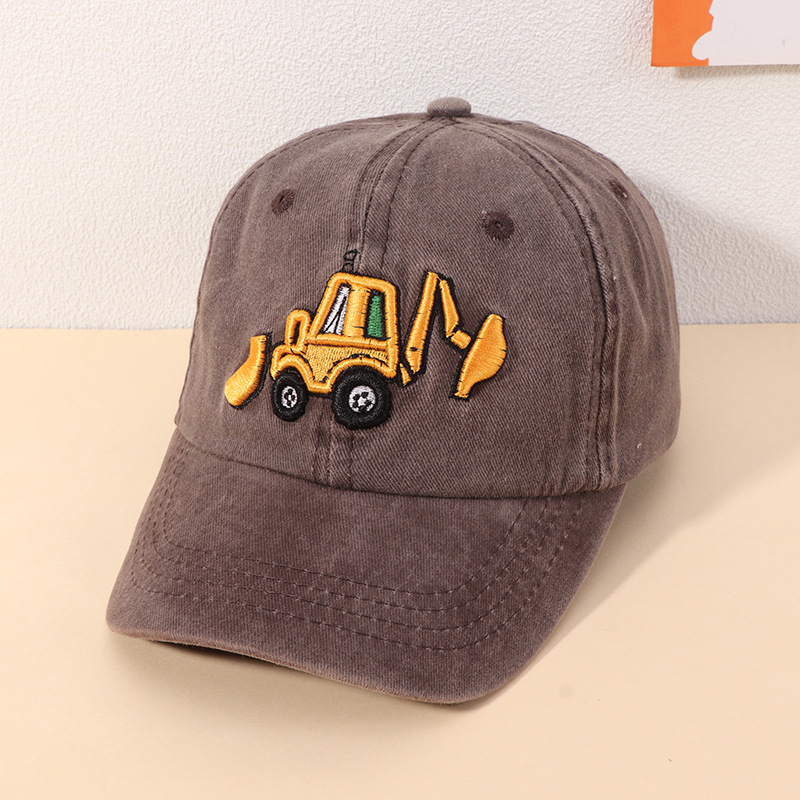 Prekogranična veleprodaja dječjih kapa sa šiljkom, jednostavna bejzbolska kapa za dječake, sunčani šešir crtani bager za pranje