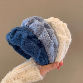 2024 m. Naujas pliušinis galvos lankelis su plačiu kraštu, klostuotas plaukų segtukas, lengvas, prabangus, madingas, elegantiškas, vilnonis galvos lankelis, universalus galvos apdangalas, plaukų aksesuarai