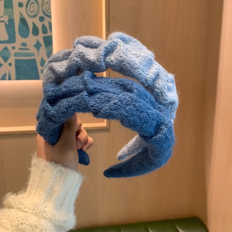 2024 m. Naujas pliušinis galvos lankelis su plačiu kraštu, klostuotas plaukų segtukas, lengvas, prabangus, madingas, elegantiškas, vilnonis galvos lankelis, universalus galvos apdangalas, plaukų aksesuarai