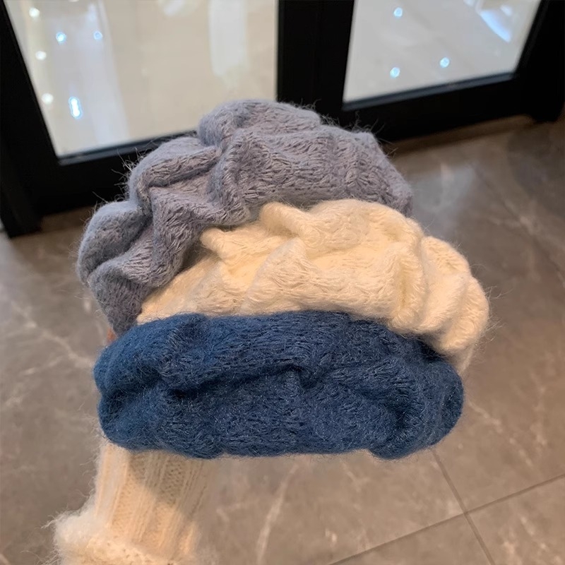 2024 m. Naujas pliušinis galvos lankelis su plačiu kraštu, klostuotas plaukų segtukas, lengvas, prabangus, madingas, elegantiškas, vilnonis galvos lankelis, universalus galvos apdangalas, plaukų aksesuarai