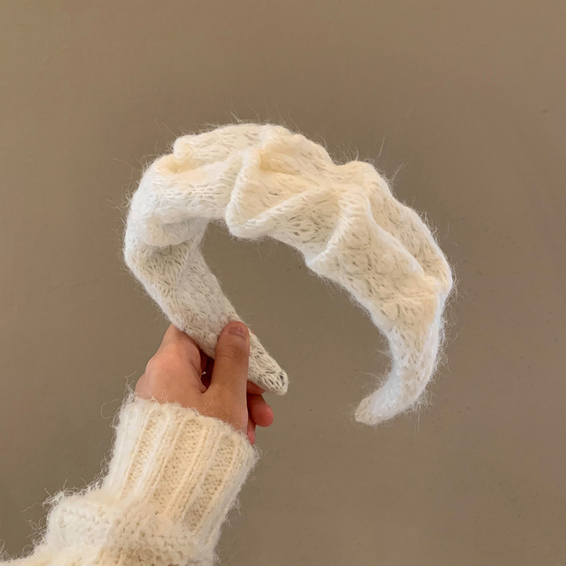 2024 m. Naujas pliušinis galvos lankelis su plačiu kraštu, klostuotas plaukų segtukas, lengvas, prabangus, madingas, elegantiškas, vilnonis galvos lankelis, universalus galvos apdangalas, plaukų aksesuarai