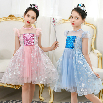 Tüdrukute printsess Anna Frozen suvine uus halloweeni sünnipäevakleit superhaldja kostüüm ilus lääne stiilis