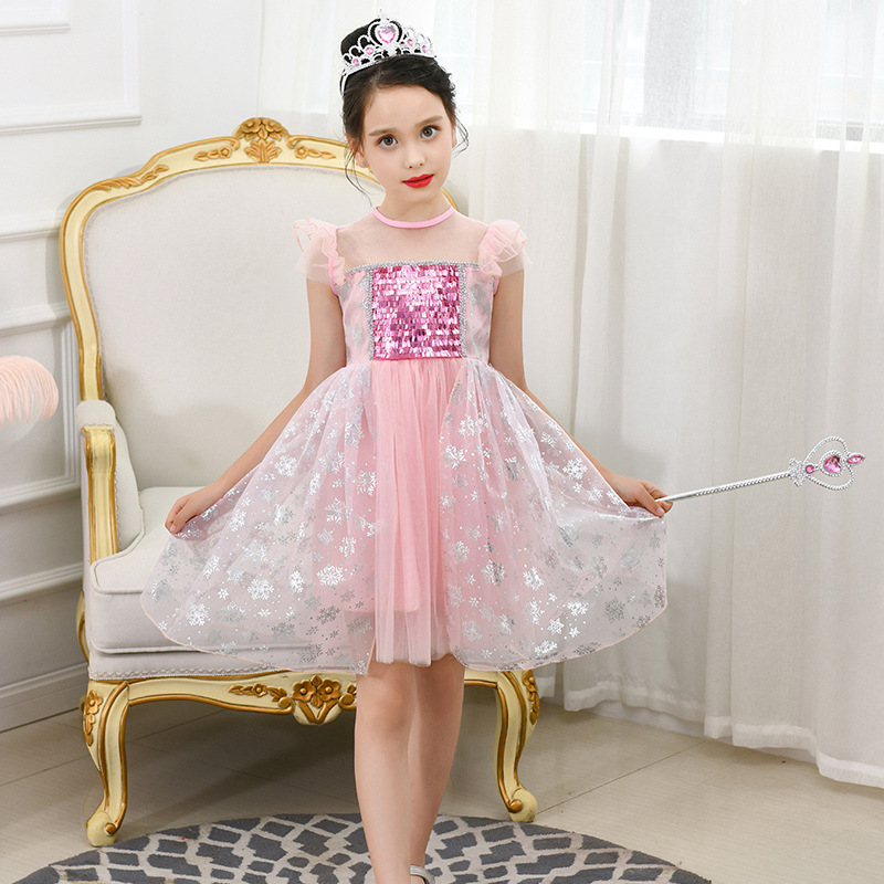 Tüdrukute printsess Anna Frozen suvine uus halloweeni sünnipäevakleit superhaldja kostüüm ilus lääne stiilis