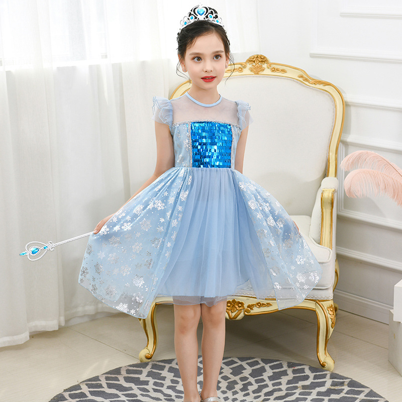 Tüdrukute printsess Anna Frozen suvine uus halloweeni sünnipäevakleit superhaldja kostüüm ilus lääne stiilis