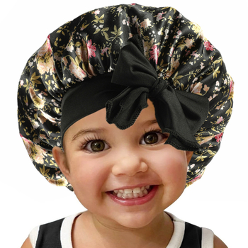 Casca pentru îngrijirea părului bebelușilor cu imprimeu satinat, cască rotundă din dantelă elastică transfrontalieră europeană și americană, cu panglică și fundă de dormit pentru copii Amazon